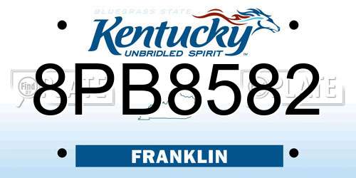 8PB8582 Kentucky License Plate