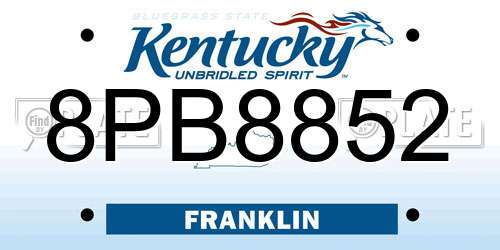 8PB8852 Kentucky License Plate