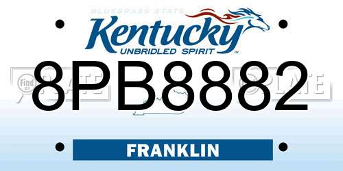 8PB8882 Kentucky License Plate