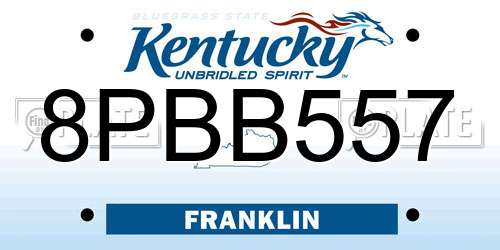 8PBB557 Kentucky License Plate