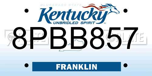 8PBB857 Kentucky License Plate
