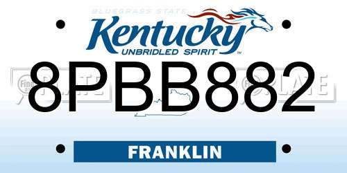 8PBB882 Kentucky License Plate