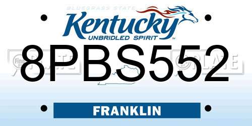 8PBS552 Kentucky License Plate