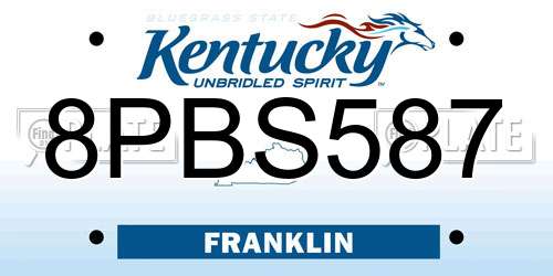 8PBS587 Kentucky License Plate