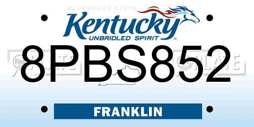 8PBS852 Kentucky License Plate