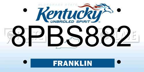 8PBS882 Kentucky License Plate