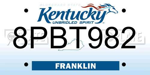 8PBT982 Kentucky License Plate