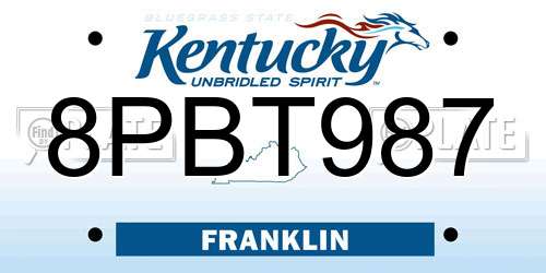 8PBT987 Kentucky License Plate