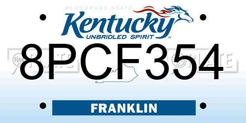 8PCF354 Kentucky License Plate