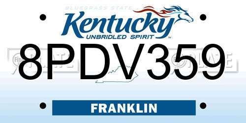 8PDV359 Kentucky License Plate