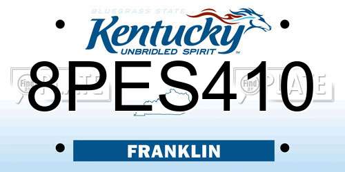 8PES410 Kentucky License Plate