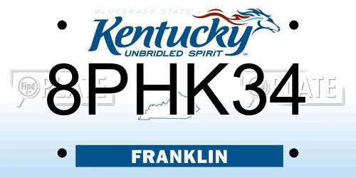 8PHK34 Kentucky License Plate