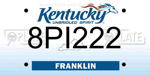 8PI222 Kentucky License Plate
