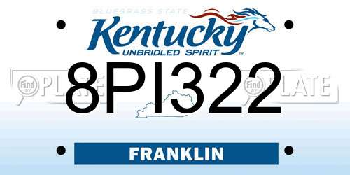 8PI322 Kentucky License Plate