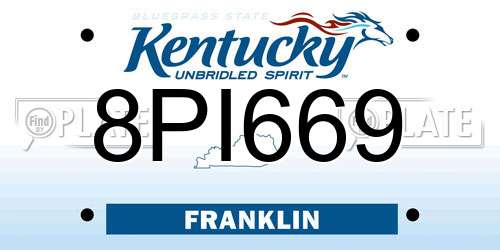 8PI669 Kentucky License Plate