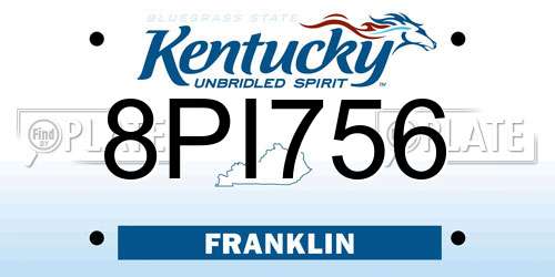 8PI756 Kentucky License Plate