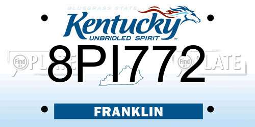 8PI772 Kentucky License Plate