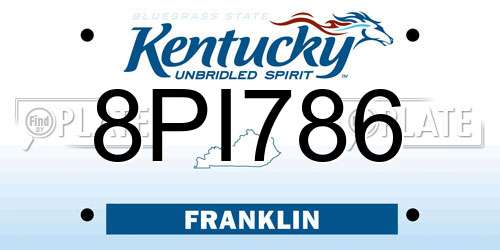 8PI786 Kentucky License Plate