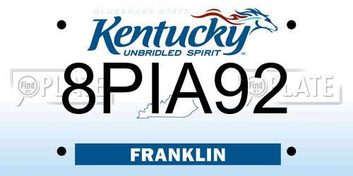 8PIA92 Kentucky License Plate