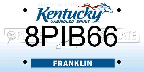 8PIB66 Kentucky License Plate