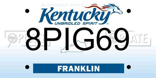 8PIG69 Kentucky License Plate