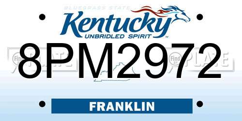 8PM2972 Kentucky License Plate