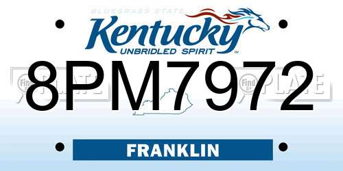 8PM7972 Kentucky License Plate