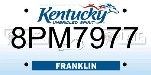 8PM7977 Kentucky License Plate