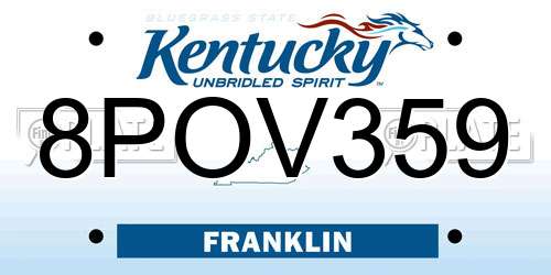 8POV359 Kentucky License Plate