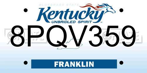 8PQV359 Kentucky License Plate