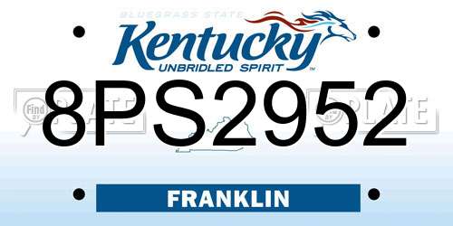 8PS2952 Kentucky License Plate
