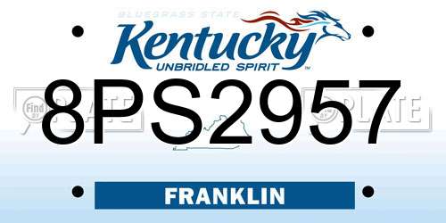 8PS2957 Kentucky License Plate