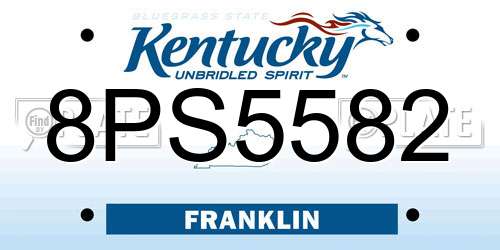 8PS5582 Kentucky License Plate