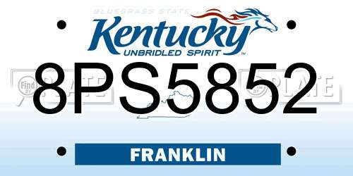 8PS5852 Kentucky License Plate