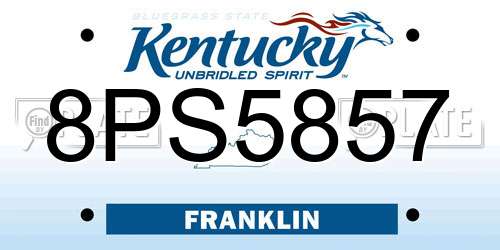 8PS5857 Kentucky License Plate