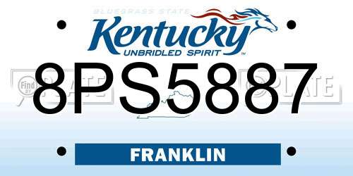 8PS5887 Kentucky License Plate