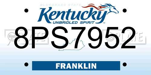 8PS7952 Kentucky License Plate