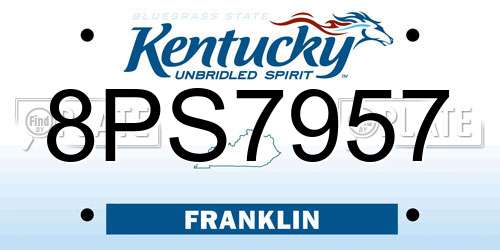 8PS7957 Kentucky License Plate