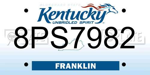 8PS7982 Kentucky License Plate