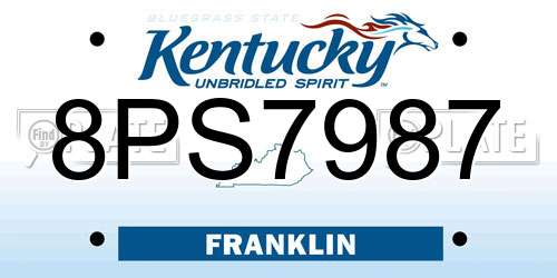 8PS7987 Kentucky License Plate