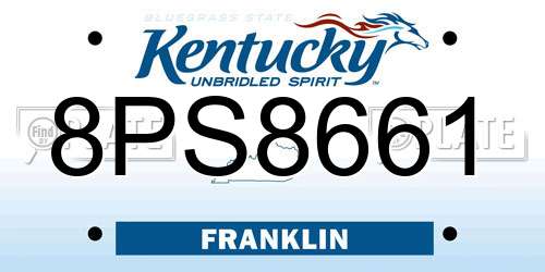 8PS8661 Kentucky License Plate
