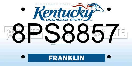 8PS8857 Kentucky License Plate