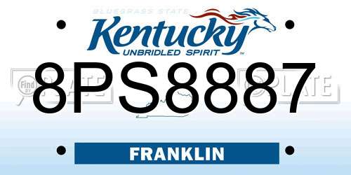 8PS8887 Kentucky License Plate
