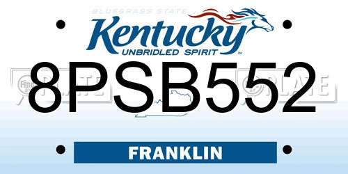 8PSB552 Kentucky License Plate