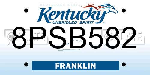 8PSB582 Kentucky License Plate