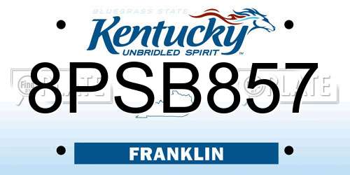 8PSB857 Kentucky License Plate