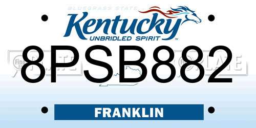 8PSB882 Kentucky License Plate