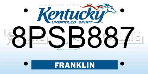 8PSB887 Kentucky License Plate
