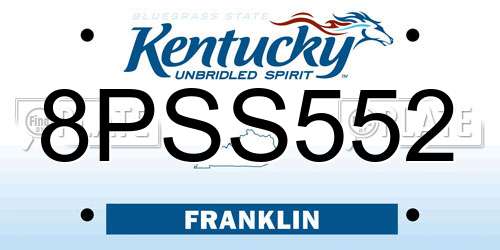 8PSS552 Kentucky License Plate