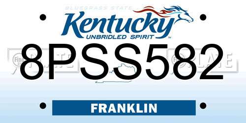 8PSS582 Kentucky License Plate